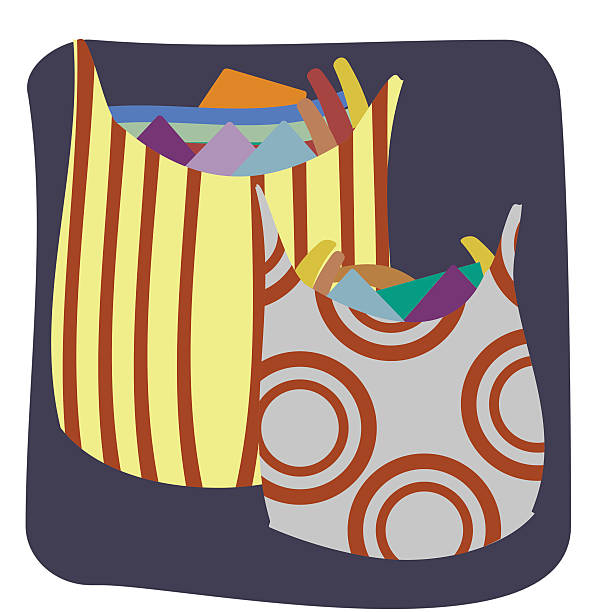 Plastic shopping bags vector art illustration