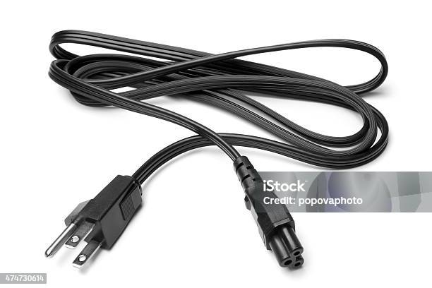 Pin 3 Power Cord Stock Photo - Download Image Now - 2015, Black Color, Cable