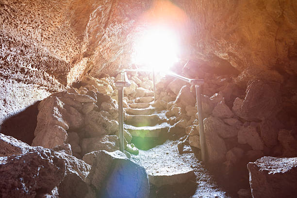 Catacombs Cave interior at Lava Beds National Monument in California, USA.