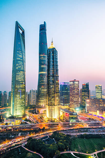 istock elevated view of Shanghai at Sunset - vertical format 474730780