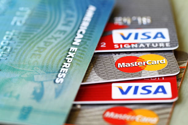 주요 신용 카드:  비자, 마스타카드, 아메리칸 익스프레스 - american express 이미지 뉴스 사진 이미지