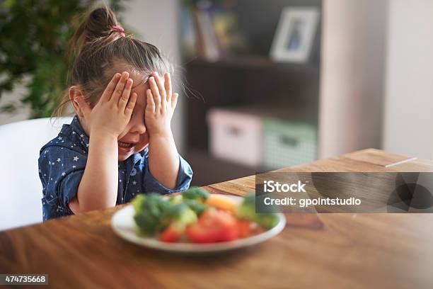 I Hate A Vegetables Im Not Eating This Stock Photo - Download Image Now - Child, Eating, Food