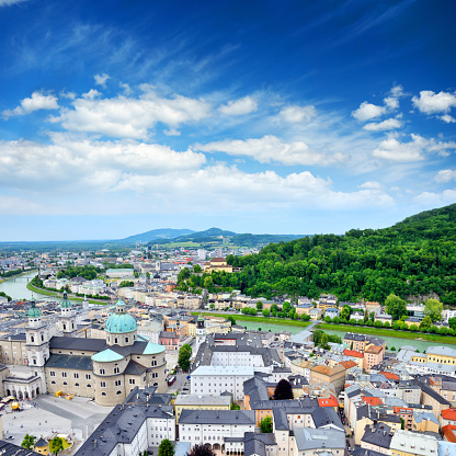 Panorama shot of Salzburg, Austria. Composite photo