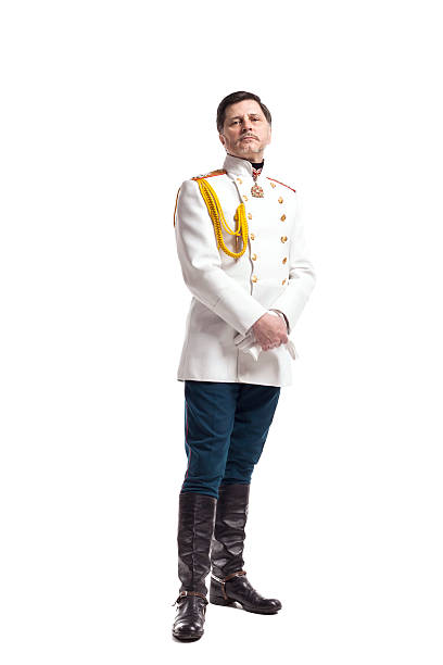 Man in russian officer coat man in white guard russian officer coat, chief of staff stock pictures, royalty-free photos & images