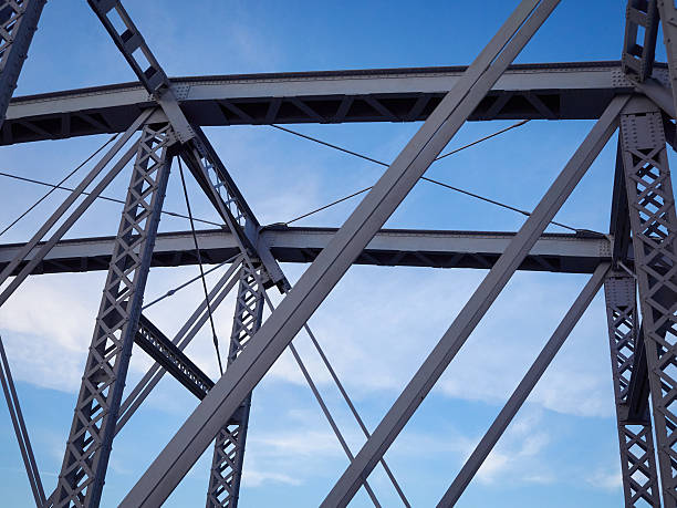 istock Detail of painted riveted bridge against blue sky. 474742390