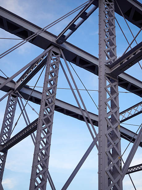 istock Detail of painted riveted bridge against blue sky. 474742394