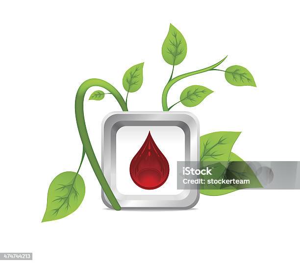 Ilustración de Icono De Las Gotas De Sangre En El Fondo De Una Planta Verde y más Vectores Libres de Derechos de Alivio