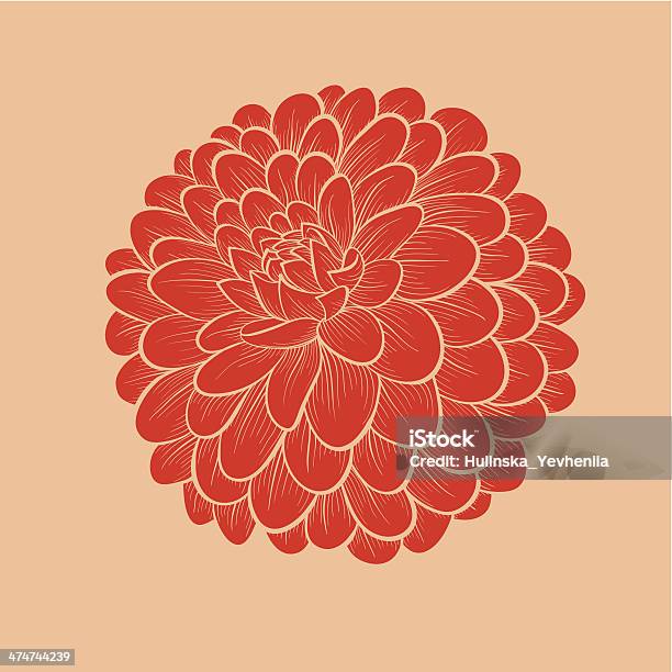 Fleur Dahlia Rentré Graphique Style Enveloppe Et Des Lignes Vecteurs libres de droits et plus d'images vectorielles de Dahlia