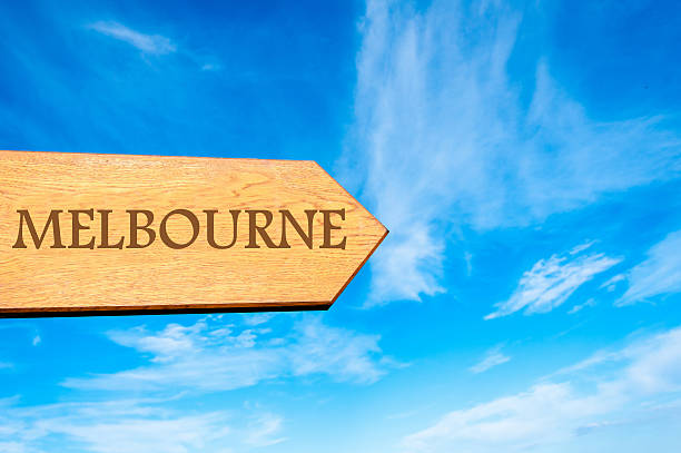 istock Wooden arrow sign pointing destination MELBOURNE, AUSTRALIA 474745018