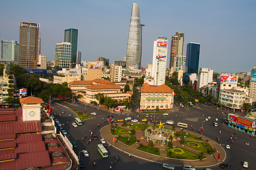 Ho Chi Minh, Vietnam - April 19, 2015: Ho Chi Minh, Vietnam -April 19, 2015: View of Ho Chi Minh city form top of Silverland Central Hotel & Spa
