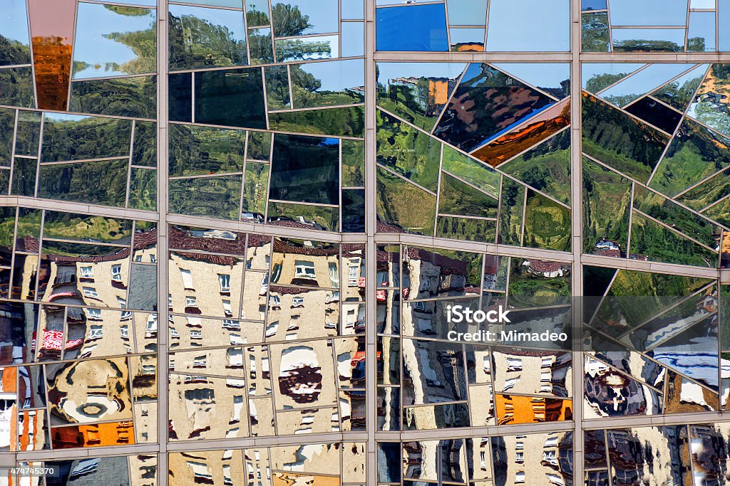 abstraction with building reflections on windows abstraction with building reflections on glassy windows Bilbao Stock Photo