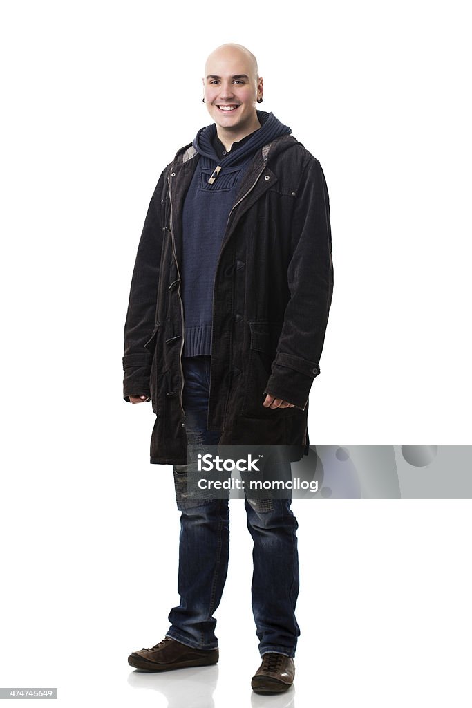 Happy male standing Portrait of casual young caucasian man smiling. Front View Stock Photo