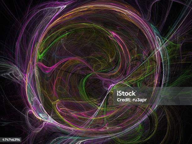 Digital Fractal On Black Stock Photo - Download Image Now - 2015, Abstract, Awe