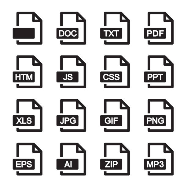 ilustrações, clipart, desenhos animados e ícones de conjunto de ícones de documento - pdf symbol document icon set