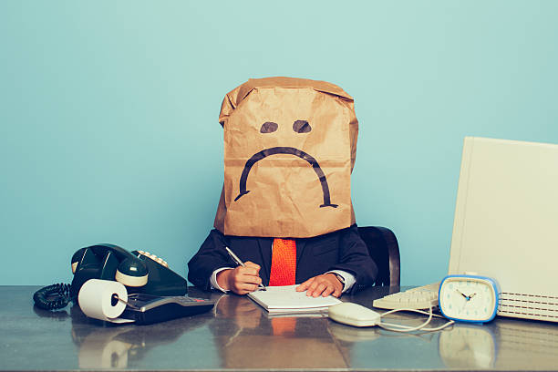 Young Boy Businessman Wears Sad Face