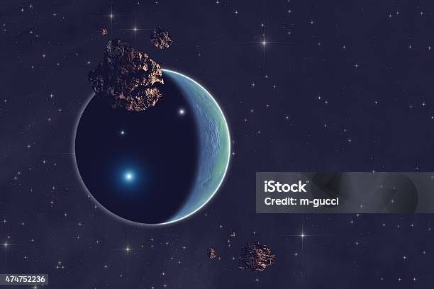 Asteroid Belt With A Starry Background And Planet Stock Photo - Download Image Now - 2015, Asteroid, Astrology