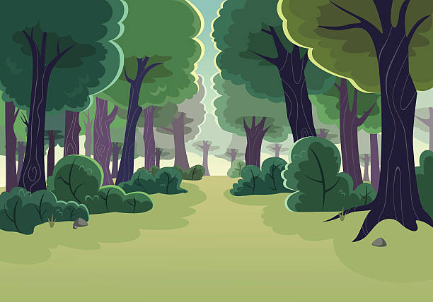 Forest Cartoon of a forest Woods stock illustrations