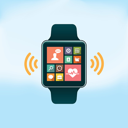 Smart Watch with Flat Design Icons