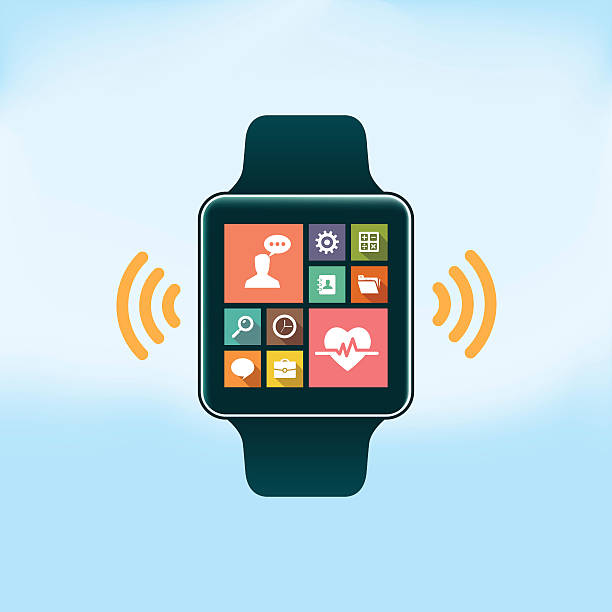 Smart Watch with Flat Design Icons Smart Watch with Flat Design Icons wrist exercise stock illustrations