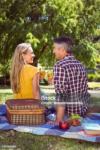 Couple Having Picnic In The Park Stock Photo - Download Image Now - 2015, 30-39 Years, 35-39 Years