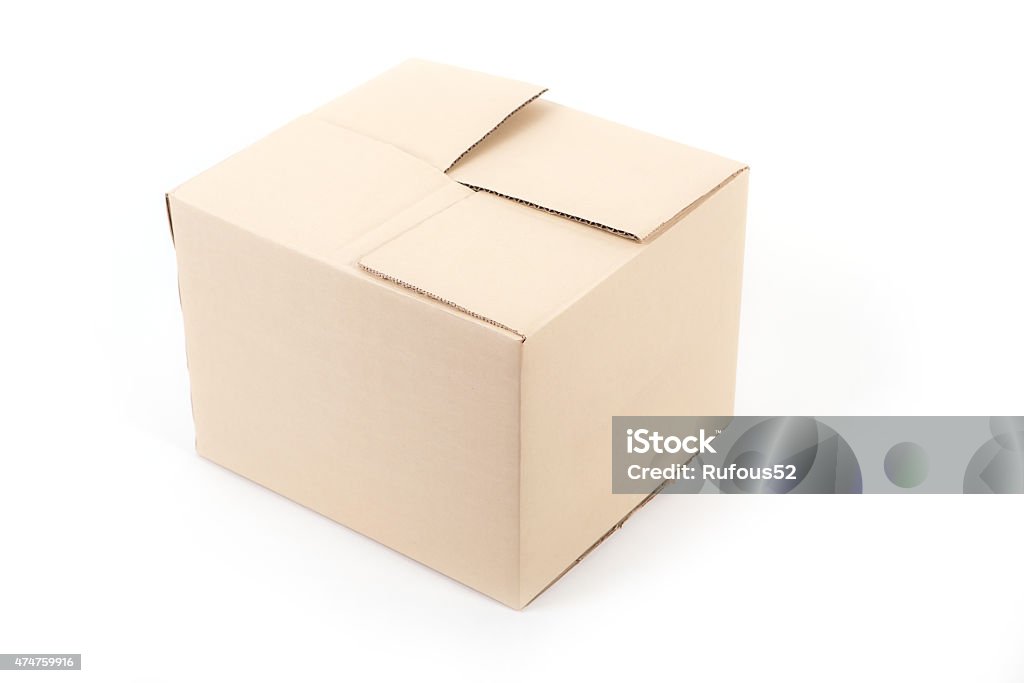 Cardboard box. Front View Cardboard box. Front View. With shadows and isolated on white. 2015 Stock Photo