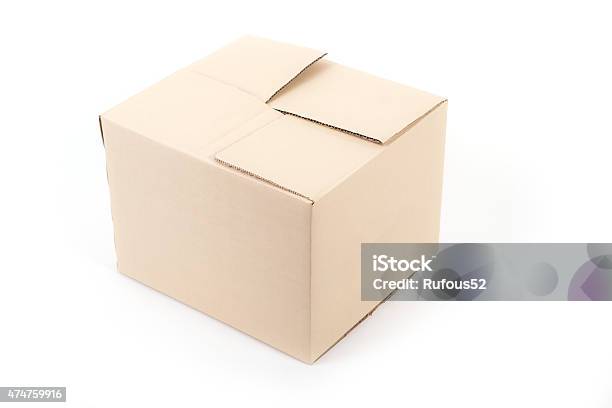 Cardboard Box Front View Stock Photo - Download Image Now - 2015, Beige, Brown