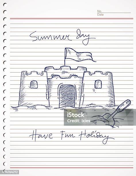 Sand Castle Summer Fun On The Beach Stock Illustration - Download Image Now - 2015, Architecture, Art