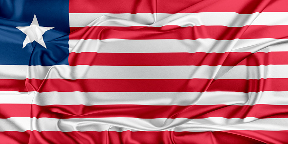 Flag of Liberia waving in the wind