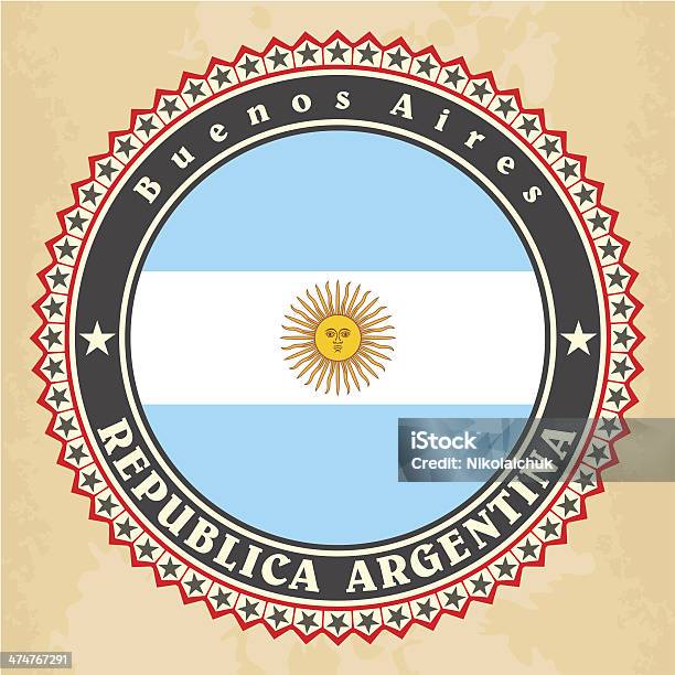 Vintage Label Cards Of Argentina Flag Stock Illustration - Download Image Now - Typescript, Buenos Aires, Flag