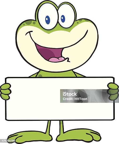 Cute Frog Holding A Blank Sign Stock Illustration - Download Image Now - Amphibian, Animal, Banner - Sign