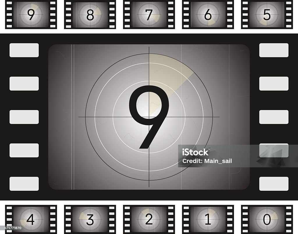 old film countdown Vector old film countdown with scratches and vorse for your animation. Movie stock vector