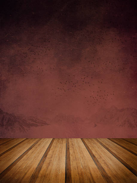 istock Retro grunge texture background with wooden floor platform foreg 474777952