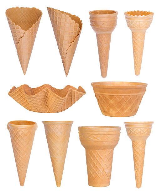 coleção de cones de gelado - wafer waffle isolated food imagens e fotografias de stock