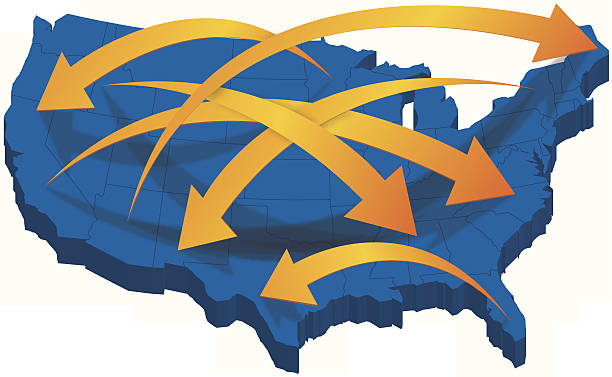 USA 3D Map with Arrows vector art illustration