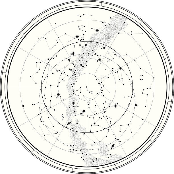 astronomische celestial karte - astronomie stock-grafiken, -clipart, -cartoons und -symbole