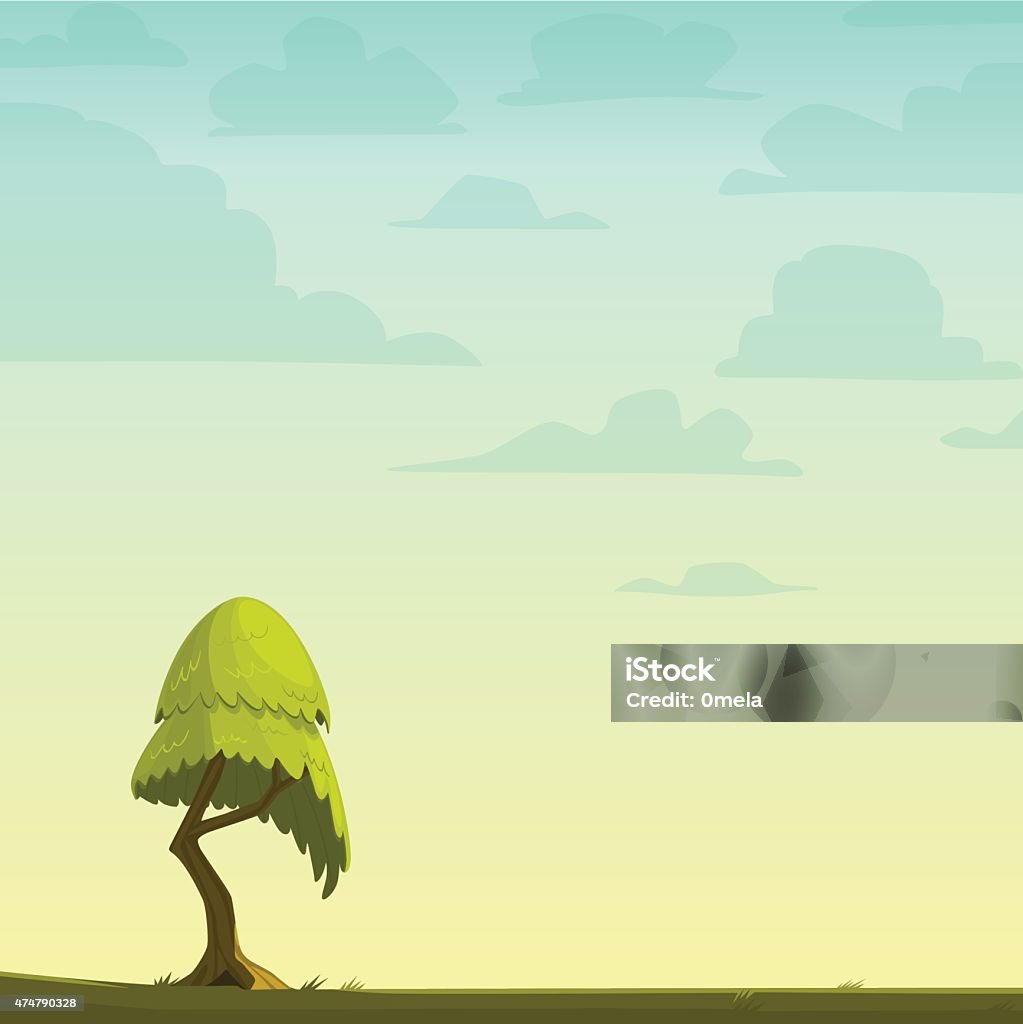Nền Tảng Thiên Nhiên Hoạt Hình Với Một Cái Cây Minh Họa Vectơ Hình ...