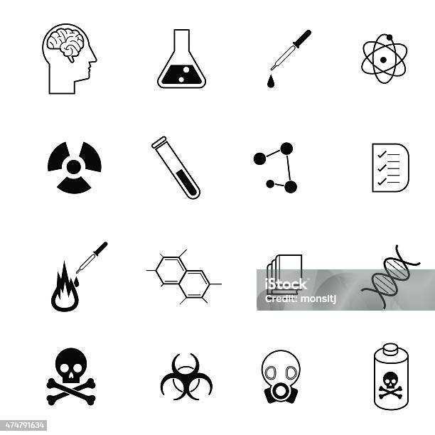 Science And Chemistry Icon Set Vector Illustration Stock Illustration - Download Image Now - 2015, Atom, Biology