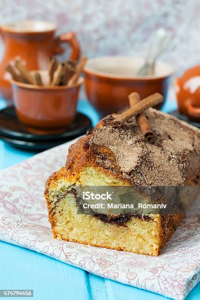 Cake With Cinnamon And Cinnamon Crunchy Crust Stock Photo - Download Image Now - 2015, Baked, Baked Pastry Item