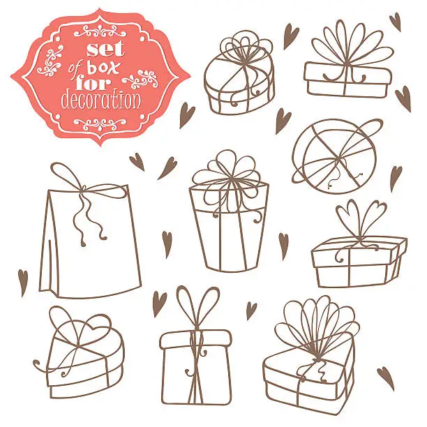 Vector illustration of set of gift boxes with bow