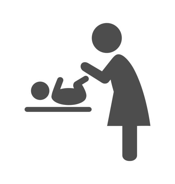 ilustraciones, imágenes clip art, dibujos animados e iconos de stock de madre con bebé swaddles el pictograma icono aislado en blanco - equipped