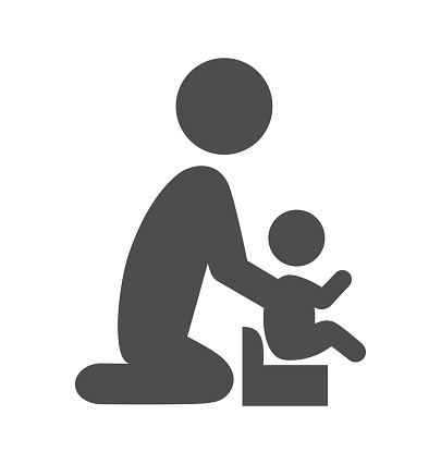 Parent potty baby pictogram flat icon isolated on white background
