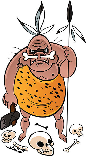 Cannibal Cannibal - brutal savage chief of a tribe clip art of rib cage stock illustrations