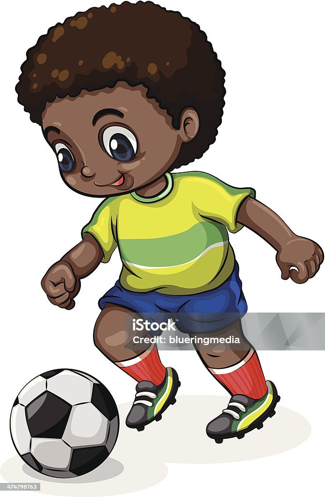 Black soccer player - Grafika wektorowa royalty-free (Chłopcy)