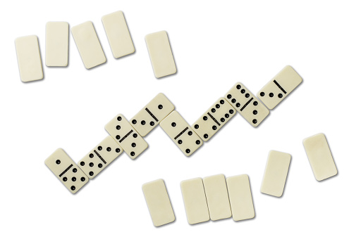 Top view of domino games isolated on white