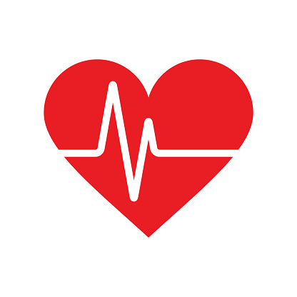 Heartbeat icon. Electrocardiogram, ecg or ekg isolated on white background