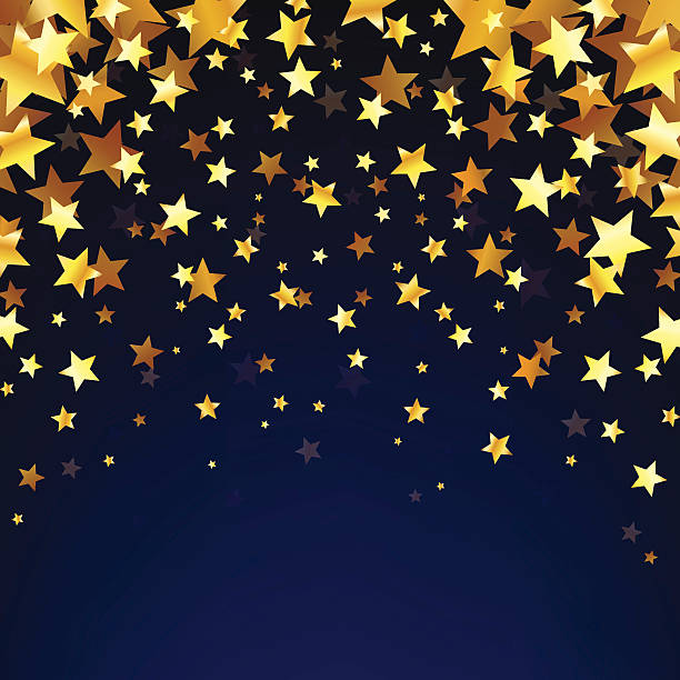 ilustrações de stock, clip art, desenhos animados e ícones de estrelas douradas onthe fundo escuro - christmas backgrounds glitter star shape