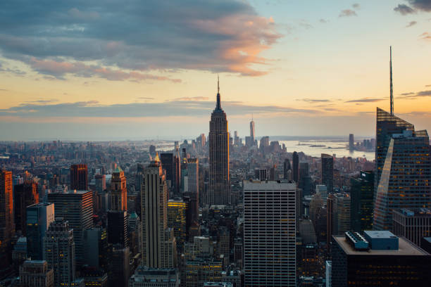istock Manhattan in New York  aerial view at twilight 474811304