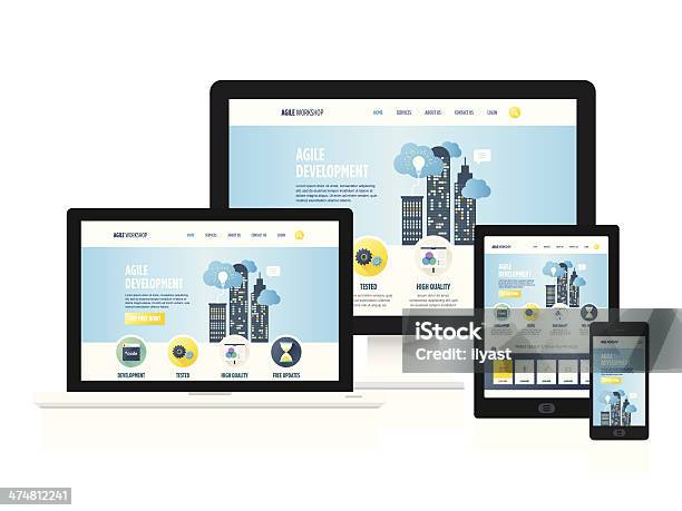 Responsive Design Stock Illustration - Download Image Now - Responsive Web Design, Digital Tablet, Web Browser