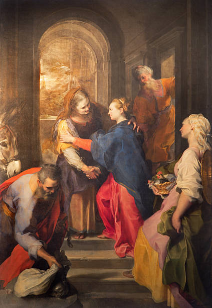 Rome - The paint of Visitation in Chiesa Nuova. Rome - The paint of Visitation by Federico Barocci (1528 - 1612) in baroque church Chiesa Nuova (Santa Maria in Vallicella). virgin mary photos stock pictures, royalty-free photos & images