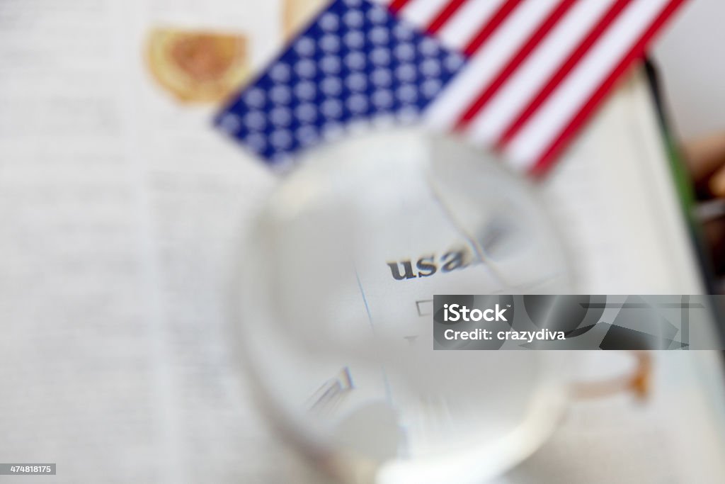 Amerikanische Flagge mit Glas globe - Lizenzfrei Amerikanische Flagge Stock-Foto